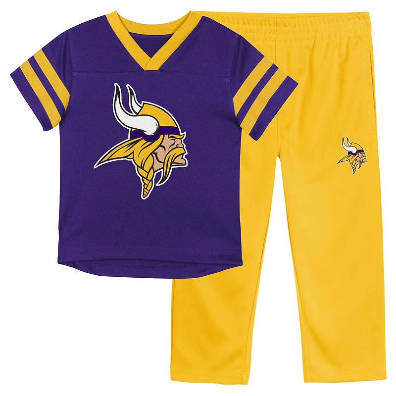 Ensemble t-shirt et pantalon à col en V violet/or pour tout-petits des Vikings du Minnesota Red Zone