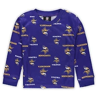 Ensemble de pyjama pour tout-petit Outerstuff violet avec t-shirt à manches longues et pantalon imprimé des Vikings du Minnesota
