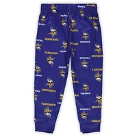 Ensemble de pyjama pour tout-petit Outerstuff violet avec t-shirt à manches longues et pantalon imprimé des Vikings du Minnesota