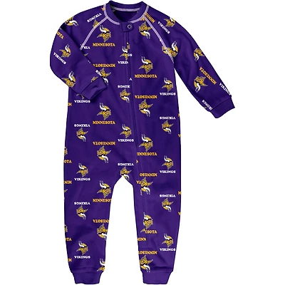 Toddler Purple Minnesota Vikings Allover Print Raglan Full-Zip Jumper