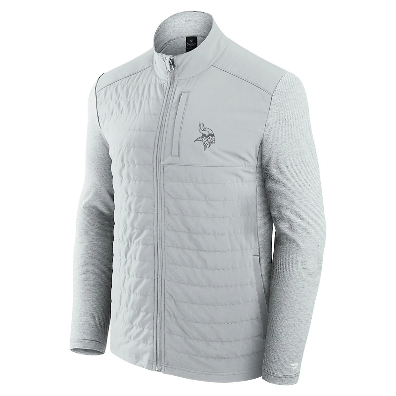 Unisex Fanatics Gray/Heather Gray Minnesota Vikings Front Office Tonal Full-Zip Jacket