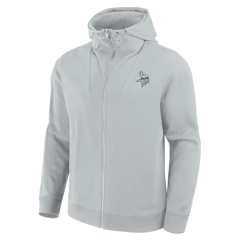 Sweat à capuche unisexe Fanatics gris Minnesota Vikings Front Office entièrement zippé