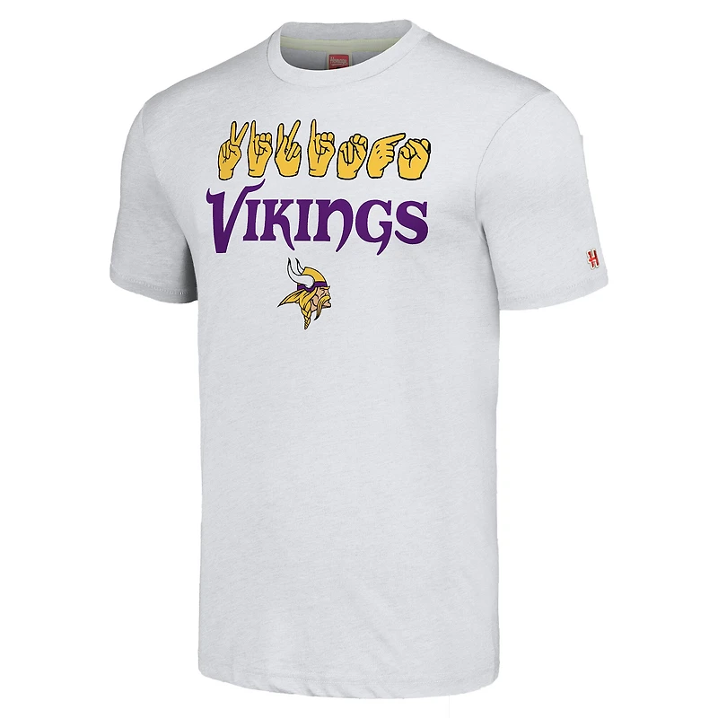 T-shirt unisexe hommage Ash Minnesota Vikings The NFL ASL Collection par Love Sign en langue des signes américaine