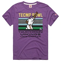 T-shirt unisexe hommage Cris Carter violet Minnesota Vikings Tecmo Bowl joueur retraité graphique tri-blend