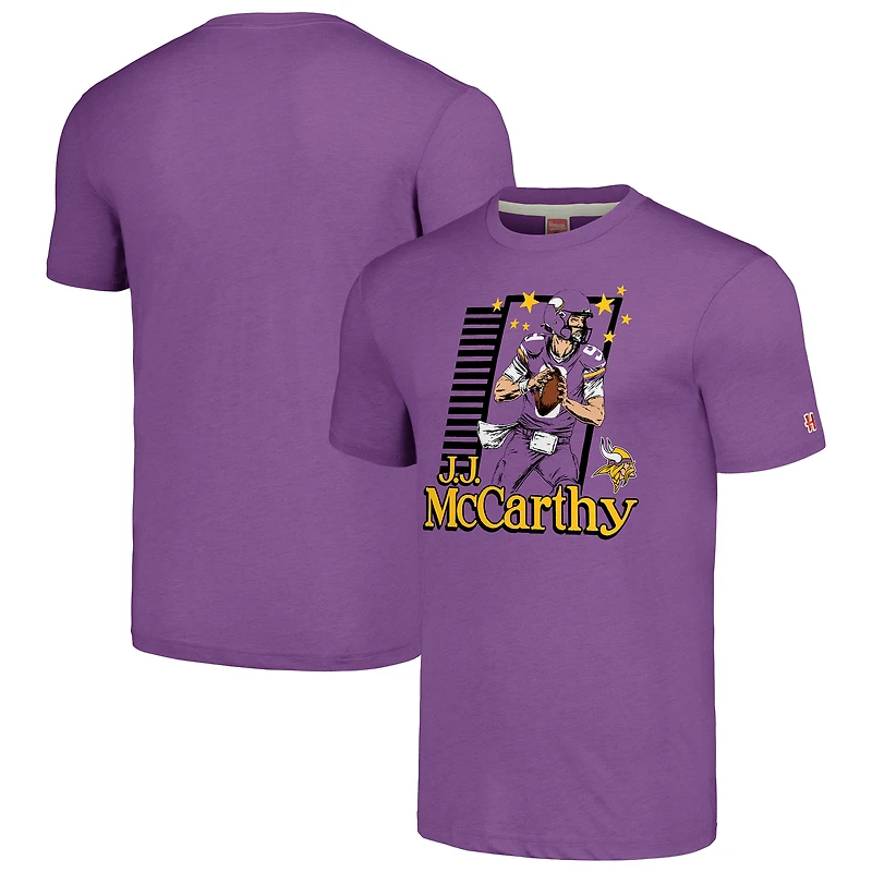 Unisex Homage J.J. McCarthy Purple Minnesota Vikings Caricature Player Tri-Blend T-Shirt