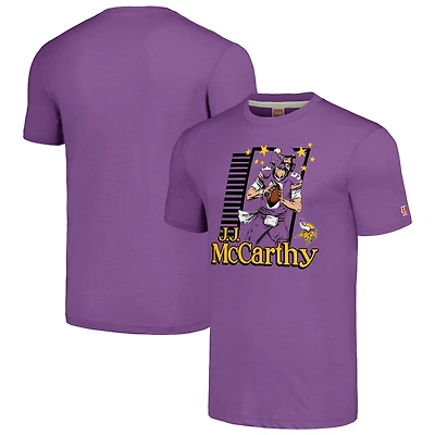 Unisex Homage J.J. McCarthy Purple Minnesota Vikings Caricature Player Tri-Blend T-Shirt