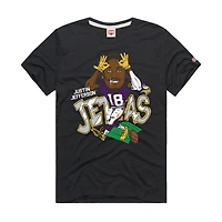 Unisex Homage Justin Jefferson Charcoal Minnesota Vikings Caricature Player Graphic Tri-Blend T-Shirt