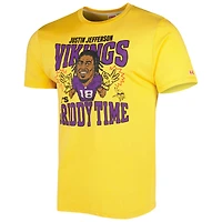 Unisex Homage Justin Jefferson Gold Minnesota Vikings Caricature Player Tri-Blend T-Shirt