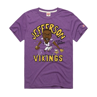 Unisex Homage Justin Jefferson Purple Minnesota Vikings Caricature Player Graphic Tri-Blend T-Shirt