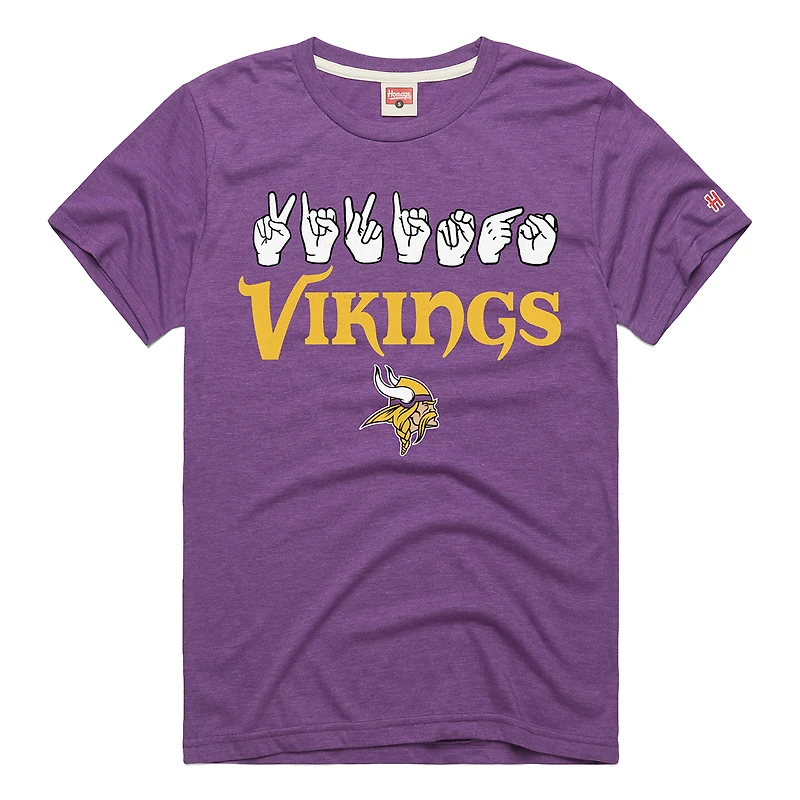 T-shirt unisexe violet hommage aux Vikings du Minnesota, collection NFL ASL par Love Sign, tri-blend