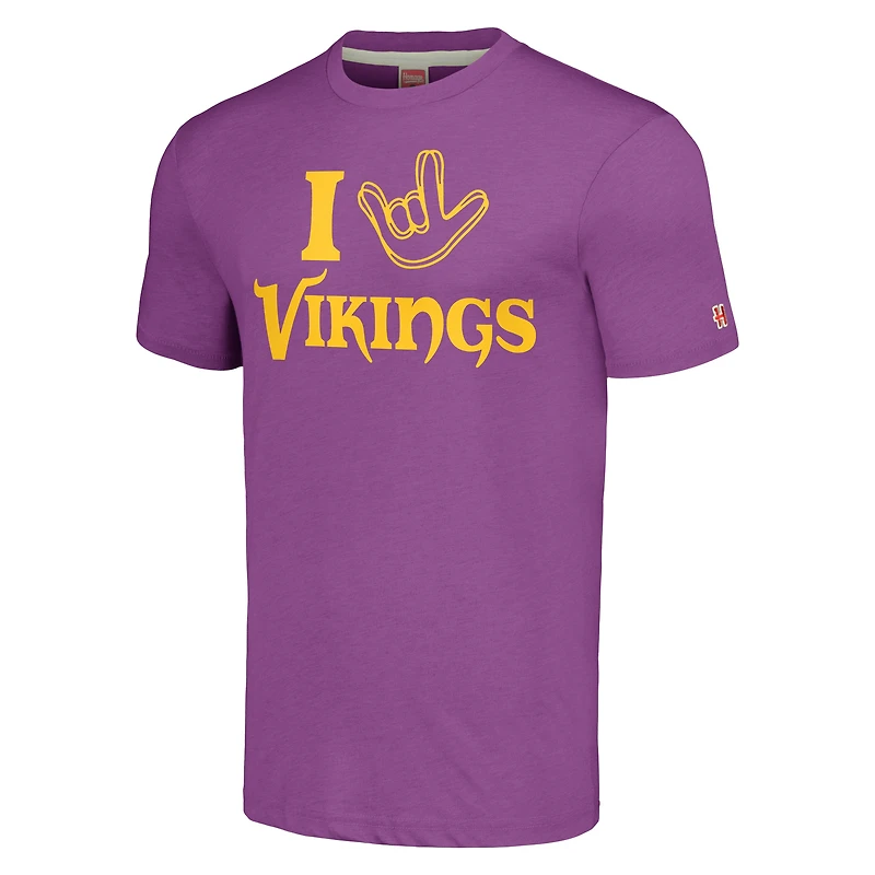 Hommage unisexe violet Minnesota Vikings La collection NFL ASL par Love Sign T-shirt triple mélange