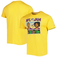 T-shirt unisexe hommage à Randy Moss et Daunte Culpepper, couleur or chiné, Minnesota Vikings, NFL Jam, modèle retiré, en mélange de trois matières.