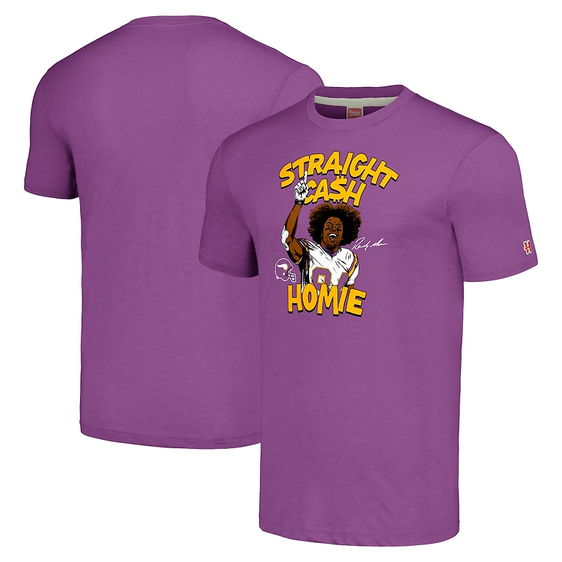Unisex Homage Randy Moss Heathered Purple Minnesota Vikings Caricature Retired Player Tri-Blend T-Shirt