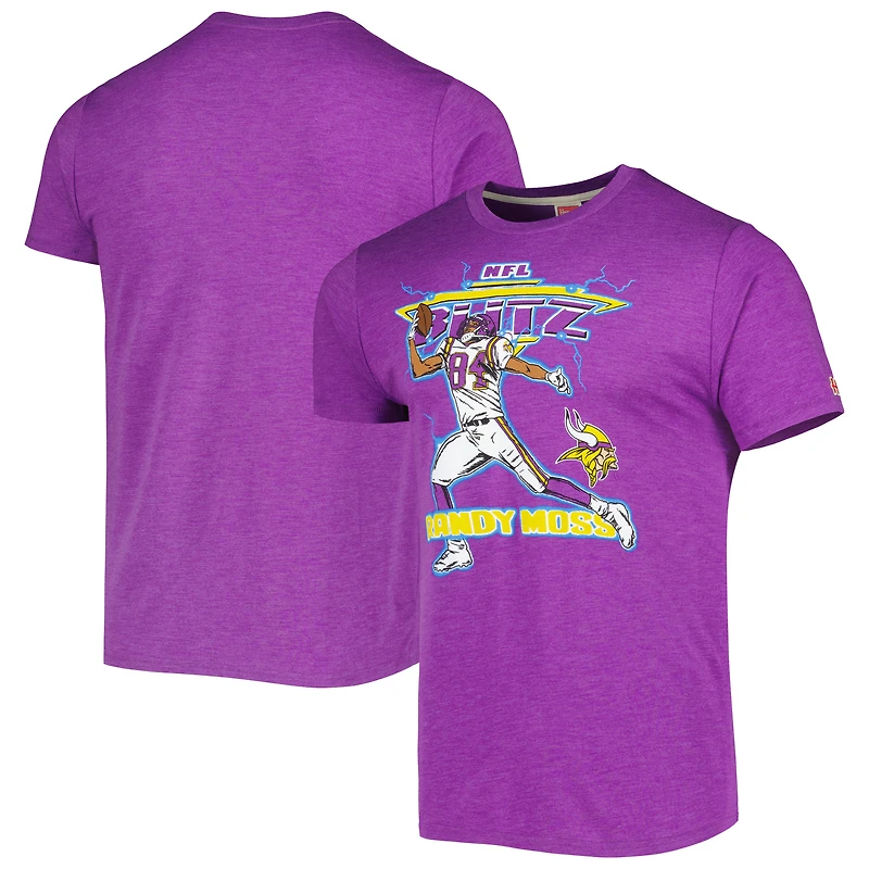 Unisex Homage Randy Moss Heathered Purple Minnesota Vikings NFL Blitz Retired Player Tri-Blend T-Shirt