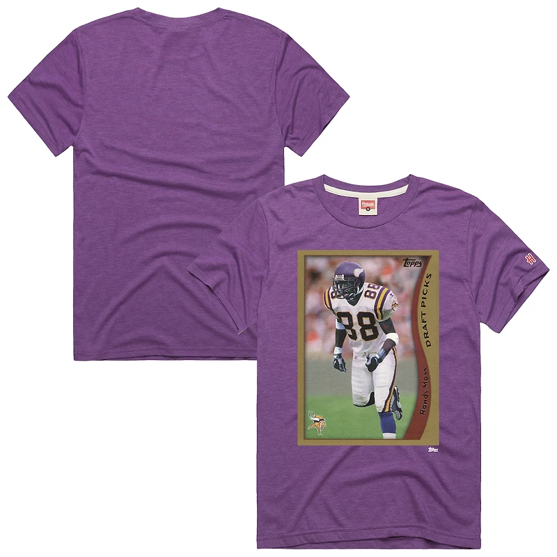 Unisex Homage Randy Moss Purple Minnesota Vikings NFL Topps Trading Card Tri-Blend T-Shirt