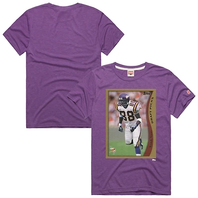 Unisex Homage Randy Moss Purple Minnesota Vikings NFL Topps Trading Card Tri-Blend T-Shirt
