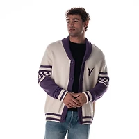 Pull cardigan boutonné unisexe en jacquard crème des Vikings du Minnesota de The Wild Collective