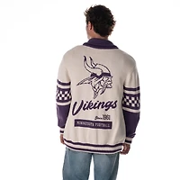 Pull cardigan boutonné unisexe en jacquard crème des Vikings du Minnesota de The Wild Collective