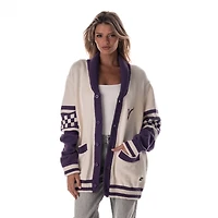 Pull cardigan boutonné unisexe en jacquard crème des Vikings du Minnesota de The Wild Collective