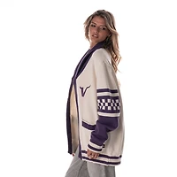 Pull cardigan boutonné unisexe en jacquard crème des Vikings du Minnesota de The Wild Collective
