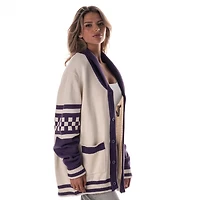 Pull cardigan boutonné unisexe en jacquard crème des Vikings du Minnesota de The Wild Collective