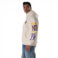 Sweat à capuche unisexe en polaire manches longues et imprimé graphique des Vikings du Minnesota de The Wild Collective, couleur crème