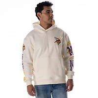 Sweat à capuche unisexe en polaire manches longues et imprimé graphique des Vikings du Minnesota de The Wild Collective, couleur crème