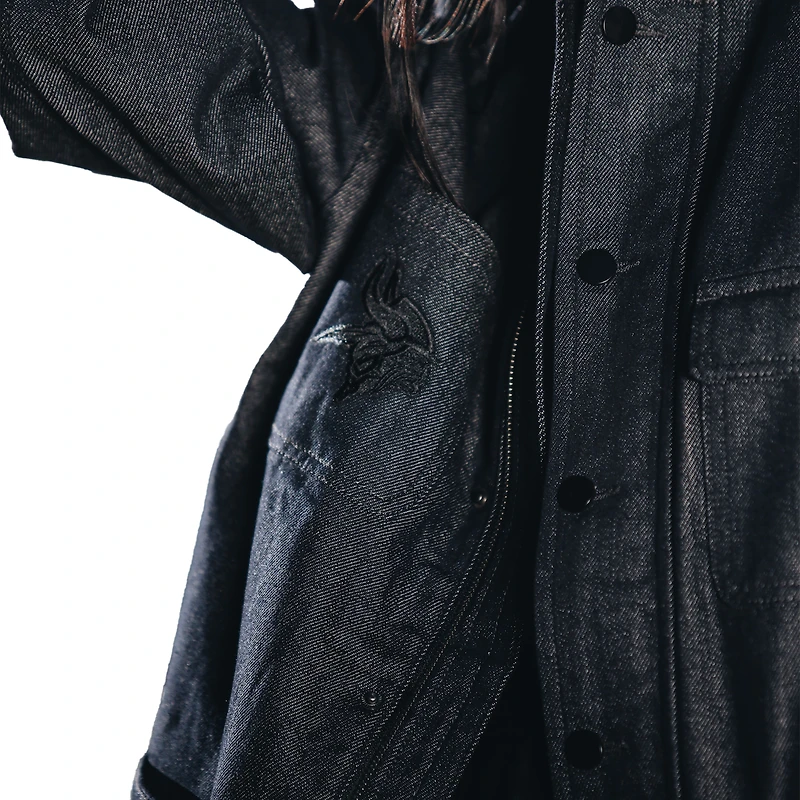 Unisex The Wild Collective Navy Minnesota Vikings International Collection designed by Leah and Chelsea Full-Snap Denim Jacket