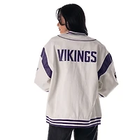 Veste rétro surdimensionnée blanche unisexe The Wild Collective des Vikings du Minnesota, entièrement zippée