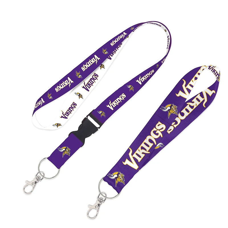 Lot de 2 lanières WinCraft Minnesota Vikings avec boucle détachable et porte-clés