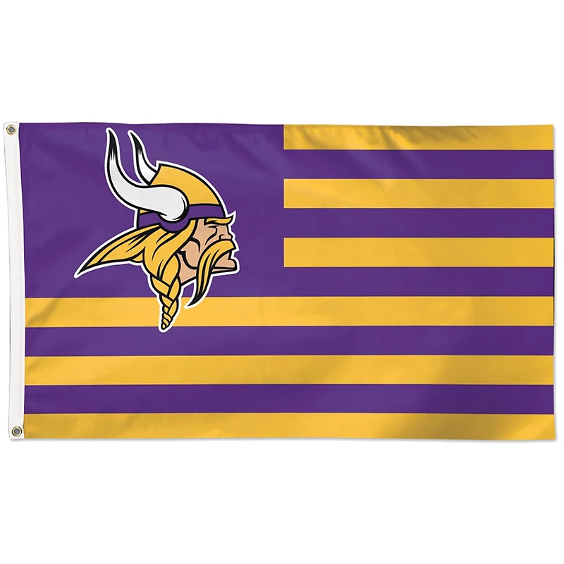 Drapeau de luxe WinCraft Minnesota Vikings 90 x 150 cm, style américain étoiles et rayures