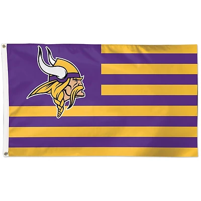 Drapeau de luxe WinCraft Minnesota Vikings 90 x 150 cm, style américain étoiles et rayures