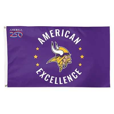 WinCraft Minnesota Vikings 3' x 5' One-Sided America 250 Deluxe Flag