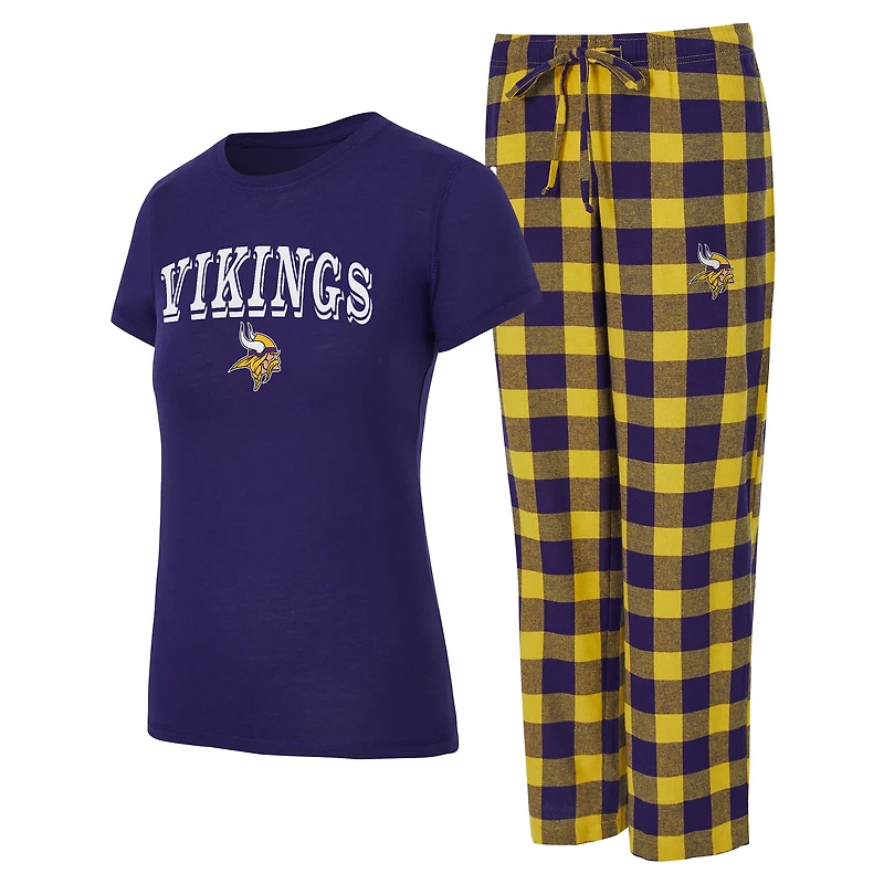 Women's Concepts Sport  Purple/Gold Minnesota Vikings Avondale T-Shirt & Pants Flannel PJ Set