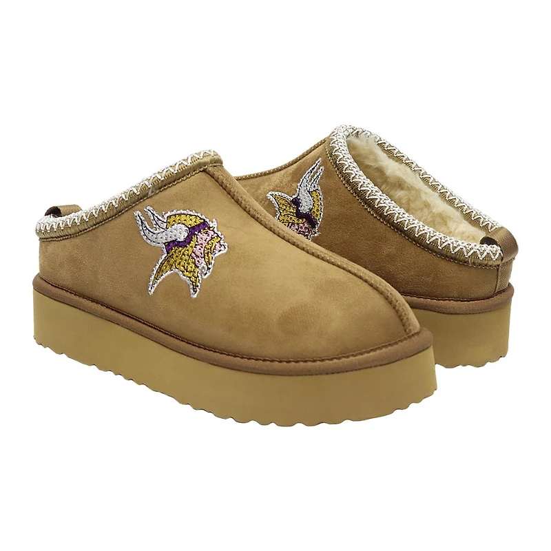 Women's Cuce  Tan Minnesota Vikings Chestnut Slip On Boot with Crystal Logo