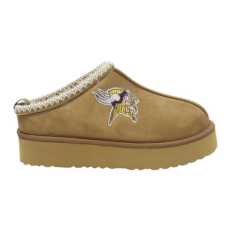 Women's Cuce  Tan Minnesota Vikings Chestnut Slip On Boot with Crystal Logo