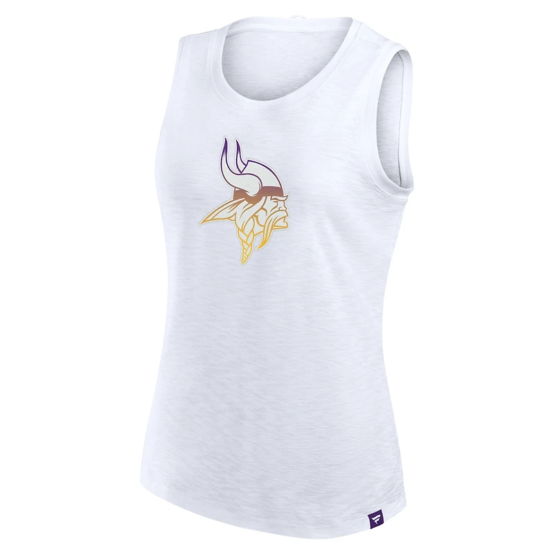 Débardeur blanc à logo flammé des Vikings du Minnesota Fanatics pour femmes