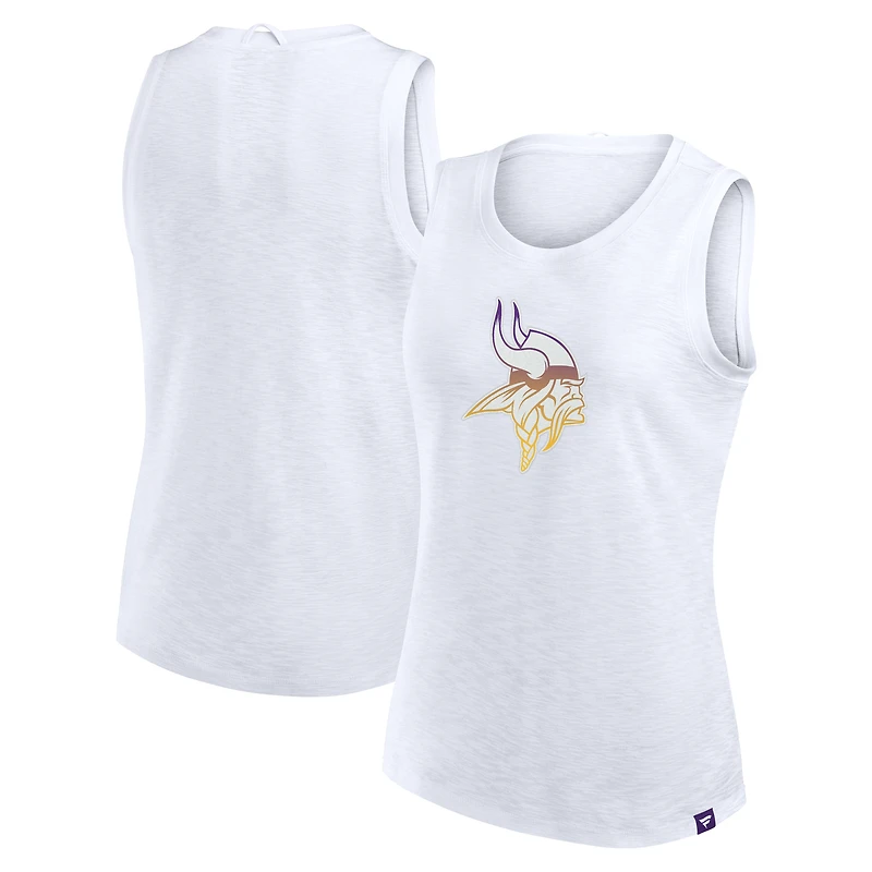 Débardeur blanc à logo flammé des Vikings du Minnesota Fanatics pour femmes