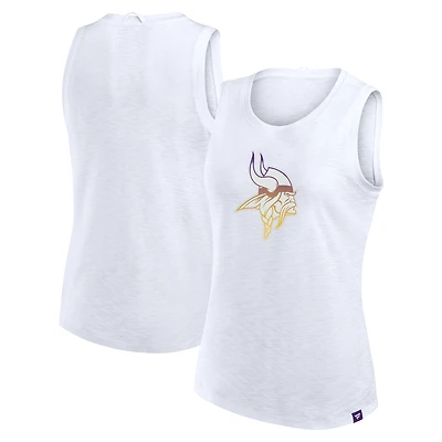 Débardeur blanc à logo flammé des Vikings du Minnesota Fanatics pour femmes