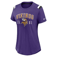 Women's Nike  Heather Purple Minnesota Vikings Prime Logo Slub Fashion T-Shirt