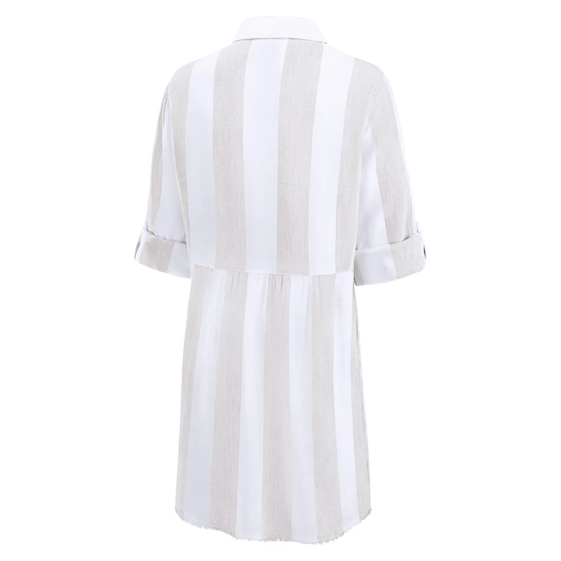 Women's Tommy Bahama  Khaki/White Minnesota Vikings Rugby Beach Stripe Button-Up Tunic