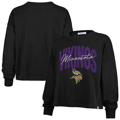 T-shirt court à manches longues noir « 47 » pour femme Minnesota Vikings Muse Sydney