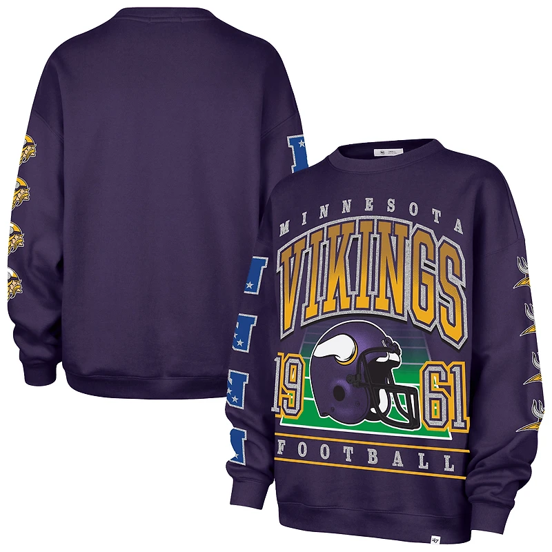 Women's '47  Purple Minnesota Vikings Go Big Oversized Pullover Sweatshirt