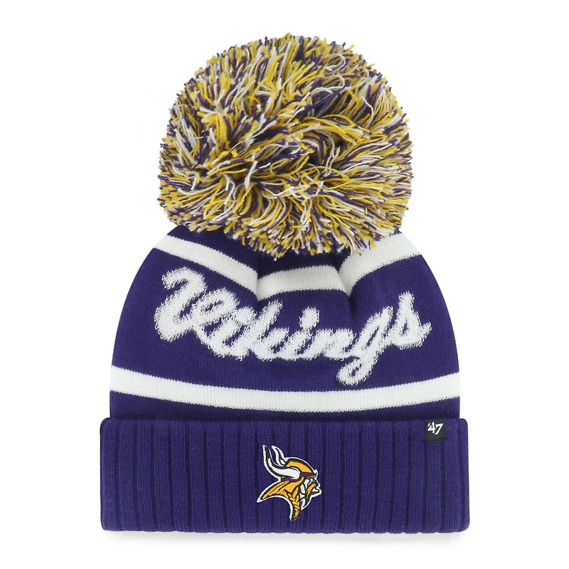 Bonnet en tricot à revers et pompon violet Minnesota Vikings pour femme, modèle 47