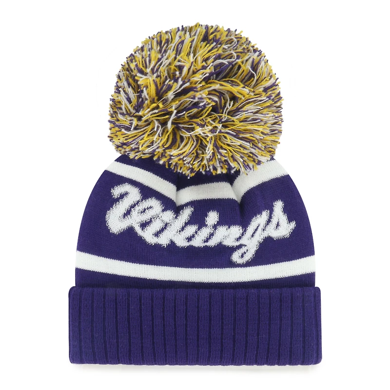 Bonnet en tricot à revers et pompon violet Minnesota Vikings pour femme, modèle 47