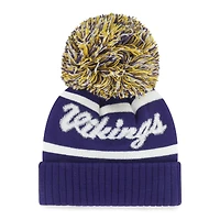 Bonnet en tricot à revers et pompon violet Minnesota Vikings pour femme, modèle 47