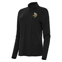Sweat-shirt zippé quart de tour Antigua Heather Black pour femme des Vikings du Minnesota