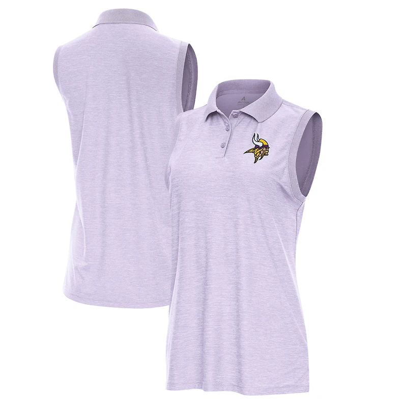 Polo sans manches Antigua Lavender Minnesota Vikings Recap pour femme