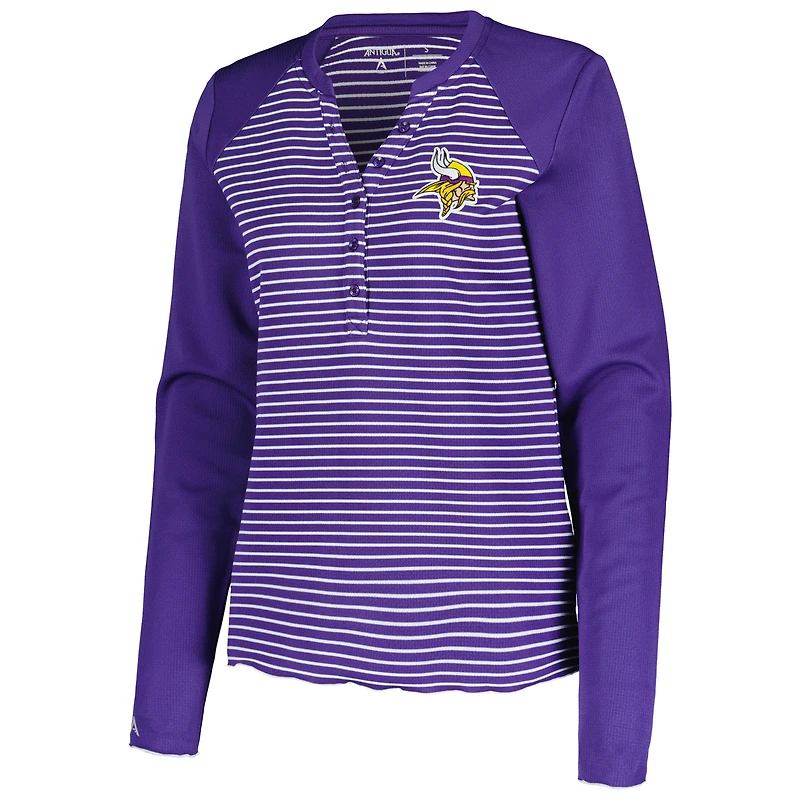 T-shirt à manches longues gaufré violet Antigua pour femme, motif Maverick des Vikings du Minnesota