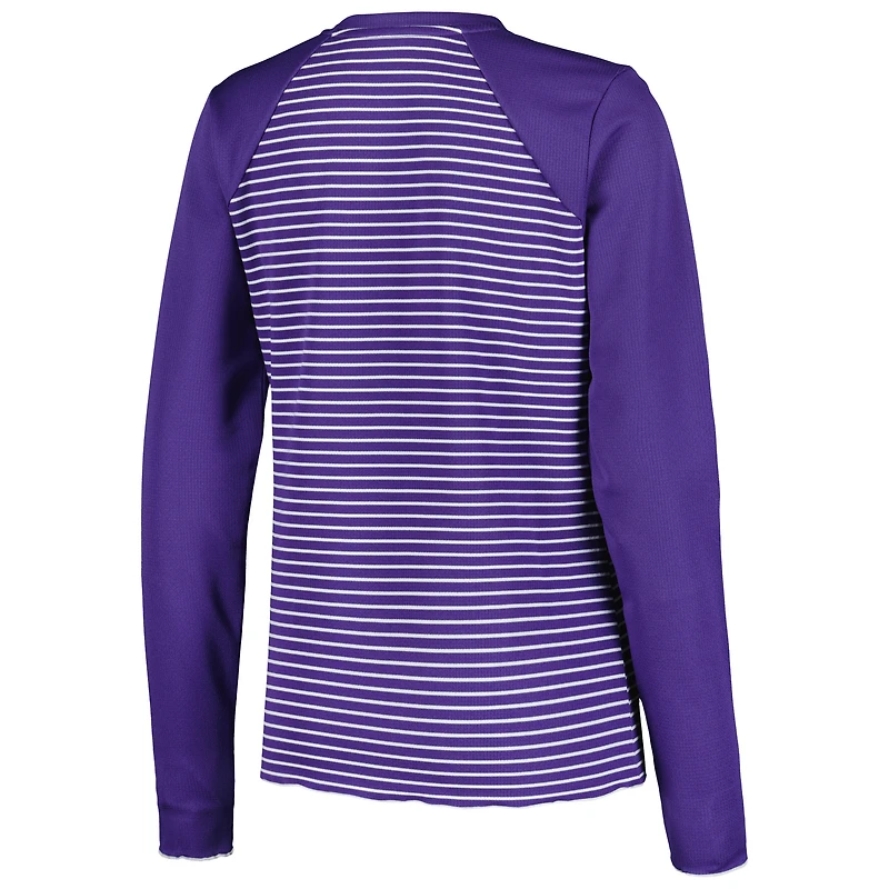 T-shirt à manches longues gaufré violet Antigua pour femme, motif Maverick des Vikings du Minnesota